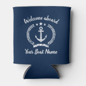 ウェルカムオンボードボート名ヴィンテージ航海のいかり 缶クーラー (正面)