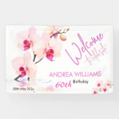 ウェルカムオーキッドフラワーフラワーズ60誕生日 横断幕 (横)