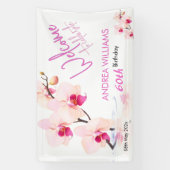 ウェルカムオーキッドフラワーフラワーズ60誕生日 横断幕 (縦)