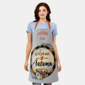 ウェルカムオータムカボチャヴィンテージ エプロン (着用した状態)