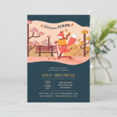 ウェルカムオータムコージーキツネフォークアートベビーシャワー 招待状 (スタンド正面)