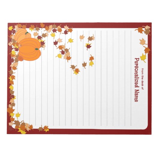 ウェルカムオータム – 裏打ち ノートパッド (正面)