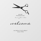 ウェルカムオープニングアワーズヘアサロン透明 ウィンドウサイン (シート)