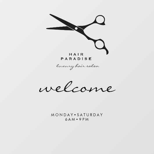 ウェルカムオープニングアワーズヘアサロン透明 ウィンドウサイン (シート)