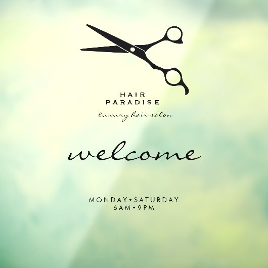 ウェルカムオープニングアワーズヘアサロン透明 ウィンドウサイン (シート3)