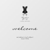 ウェルカムオープニングアワーズランジェリーストア透明 ウィンドウサイン (シート)