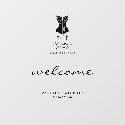 ウェルカムオープニングアワーズランジェリーストア透明 ウィンドウサイン (シート)