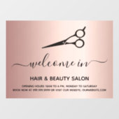 ウェルカムオープンヘア美しいサロンバラ金ゴールド ウィンドウサイン (シート)