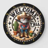 ウェルカムオールカウボーイ格言 ラージ壁時計 (正面)