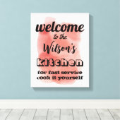 ウェルカムカスタムキッチン引用文ユーモアのウォールアート キャンバスプリント (インサイチュ (ウッドフロア))