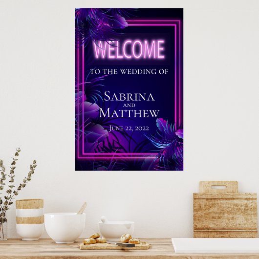 ウェルカムカスタムシネオン素晴らしトロピカルリーフ ポスター (キッチン)