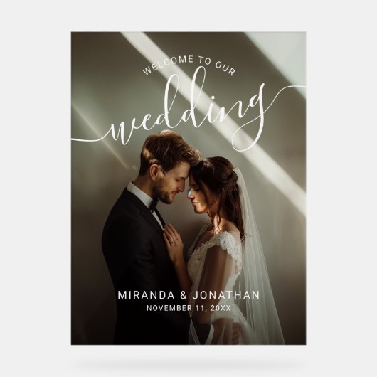 ウェルカムカスタムフォト結婚の発泡ボード アクリルサイン (正面)