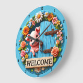 ウェルカムカラフルクロックピグレットフローラデザイン ラージ壁時計 (傾斜)