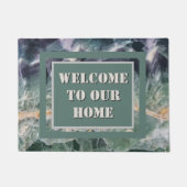 ウェルカムカラフルジェムストーンフォトロックハウンドゲスト ドアマット (正面)