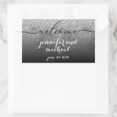 ウェルカムカリグラフィーグリッターシルバー 長方形シール (バッグ)