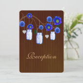 ウェルカムカード　カントリー　ルースティック　ブルー　メイソンジャー 招待状 (スタンド正面)