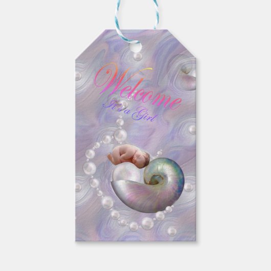 ウェルカムガールベビーシャワーギフトラベル ギフトタグ (正面)