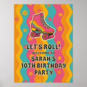 ウェルカムガールレトロローラースケート誕生日パーティー ポスター (正面)