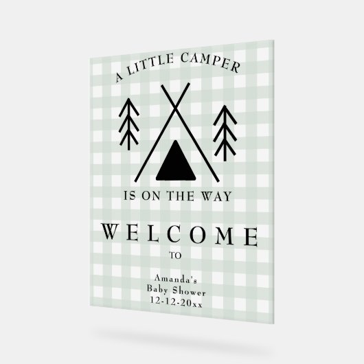 ウェルカムキャンピングベビーシャワー アクリルサイン (傾斜)
