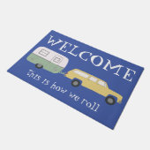 ウェルカムキャンペートレーラヴィンテージモーターホカスタマイズーム ドアマット (アングル)