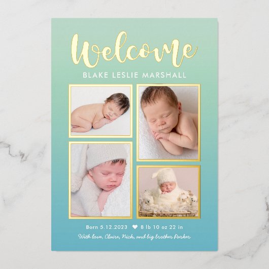 ウェルカムギャラリーフォイルベビー誕生のお知らせ 箔シーズンカード (正面)