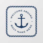 ウェルカムクアボードいかりとロープボー縁どトの名前 ウィンドウサイン (シート)