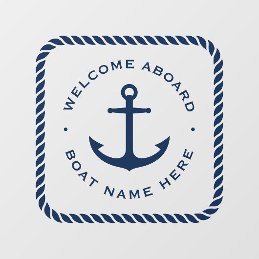 ウェルカムクアボードいかりとロープボー縁どトの名前 ウィンドウサイン (シート)