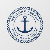 ウェルカムクアボード船名いかりロープ縁ど ウィンドウサイン (シート)