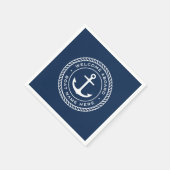 ウェルカムクアボード船名いかりロープ縁ど スタンダードカクテルナプキン (角)