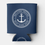 ウェルカムクアボード船名いかりロープ縁ど 缶クーラー (正面)