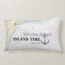 ウェルカムクアボード船航海の名チャート+いかり ランバークッション