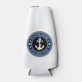 ウェルカムクオンザボート名いかりスターズネイビー ボトルクーラー (正面)