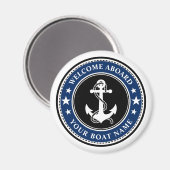 ウェルカムクオンザボート名いかりスターズネイビー マグネット (正面/裏面)
