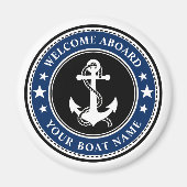 ウェルカムクオンザボート名いかりスターズネイビー マグネット (正面)