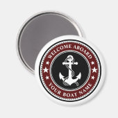 ウェルカムクオンザボート名いかりスターズレッド マグネット (正面/裏面)