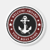 ウェルカムクオンザボート名いかりスターズレッド マグネット (正面)