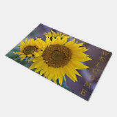 ウェルカムクラスタひまわりクローズアップ写真 ドアマット (アングル)