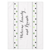 ウェルカムグリーンブラック水玉模様 テーブルクロス (正面)