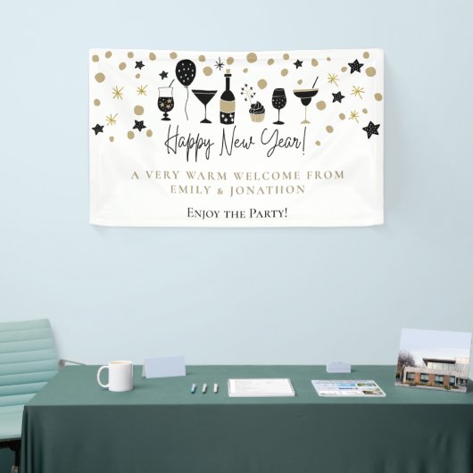 ウェルカムゲストニューイヤーパーティー名カクテル 横断幕 (トレードショー)