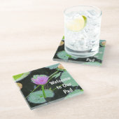 ウェルカムゲストパステルピンクウォーターリリーフォトフラワー ガラスコースター (アングル)