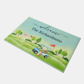 ウェルカムゴルフコースカートファミリー名     ドアマット (アングル)