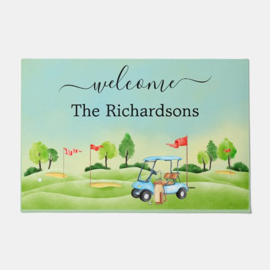 ウェルカムゴルフコースカートファミリー名     ドアマット (正面)