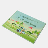 ウェルカムゴルフコースカートファミリー名    ドアマット (アングル)