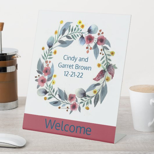 ウェルカムサイネージリースフラワーズアートフローラ 台座サイン (インサイチュ)