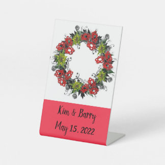 ウェルカムサイネージリースフラワーズフローラアート 台座サイン