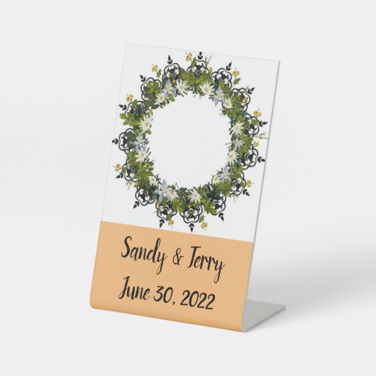 ウェルカムサイネージリースフラワーズフローラアート 台座サイン (正面)