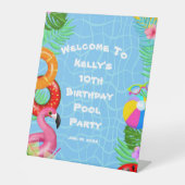 ウェルカムサインおもしろいプールパーティースイミング誕生日 台座サイン (正面)