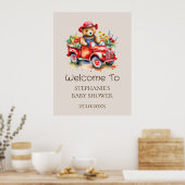 ウェルカムサインかわいいテディ地元で育った赤ちゃんシャワー ポスター (キッチン)