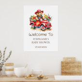 ウェルカムサインかわいいテディ地元で育った赤ちゃんシャワー ポスター (キッチン)