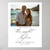 ウェルカムサインの前の夜の写真 ポスター (正面)